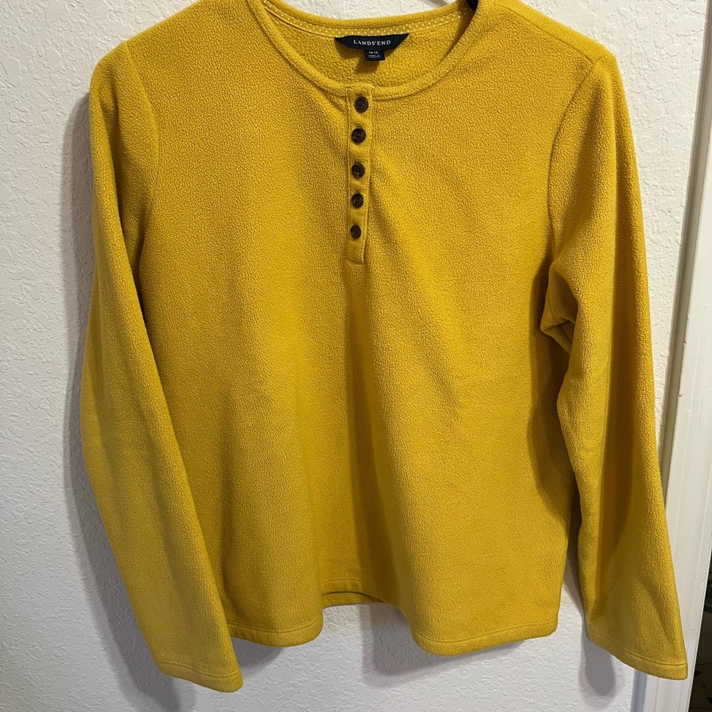 Lands end Mustard Button-Up Top